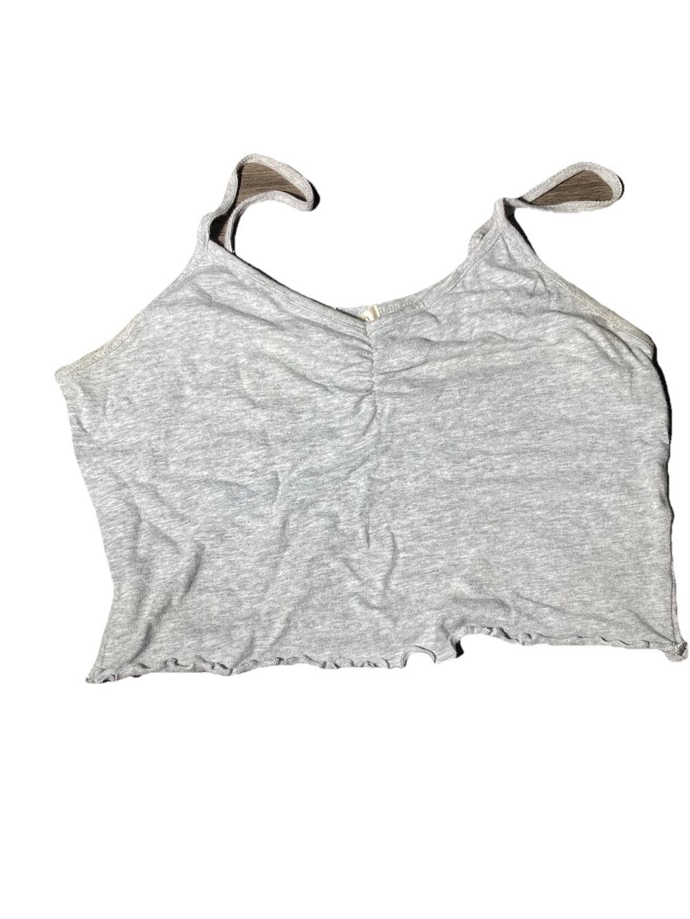 Bozzolo Womens Lettuce Cropped V Neck Tank Top Size Medium Spaghetti Straps Y2K